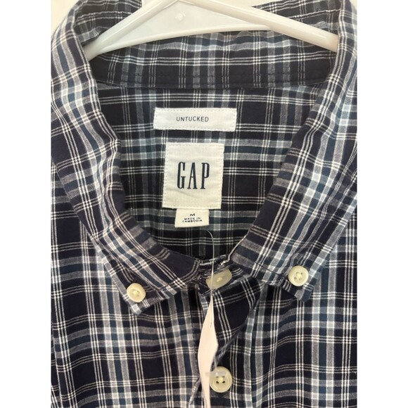 Gap Shirt Mens Medium Plaid Button Down‎ Long Sleeve Untucked NWT - Picture 2 of 6